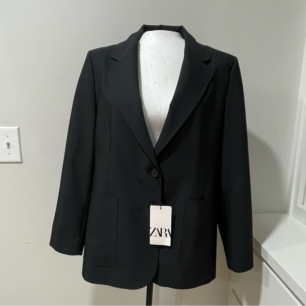 NWT Zara Black Blazer Casual Office Work Boss Classic Timeless Professional